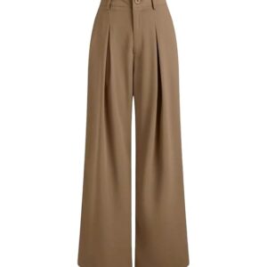 Korean Mocha Pleated Wide-Leg Pants