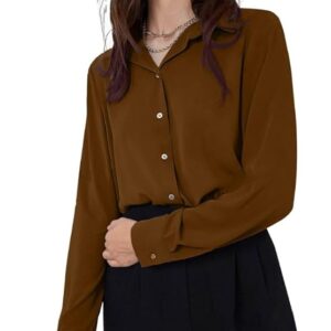 Cocoa Luxe Satin Button-Up Shirt